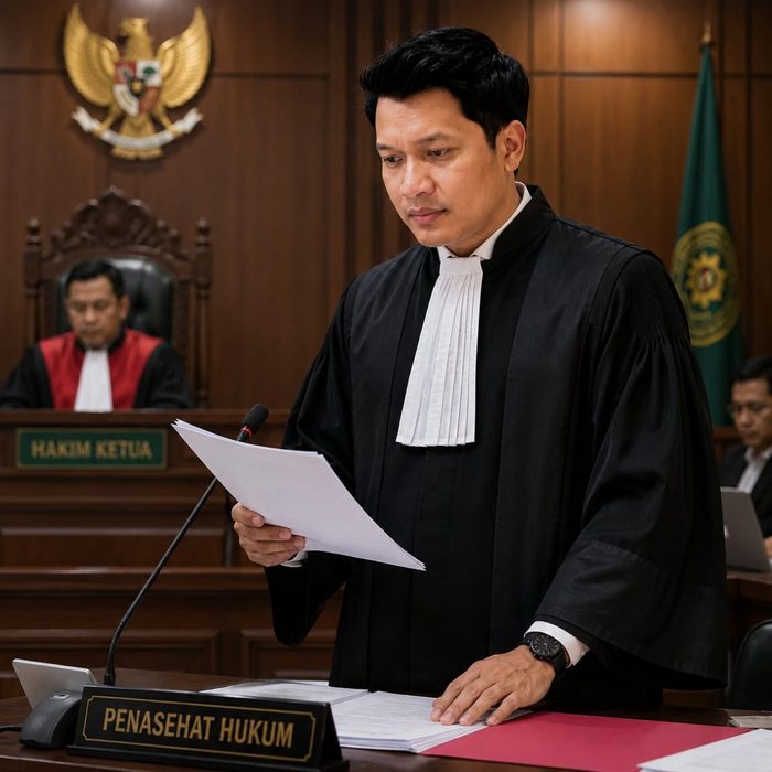 DR. HM. Asrori, S.H., M.H. selaku Penasehat Hukum di ruang sidang pengadilan